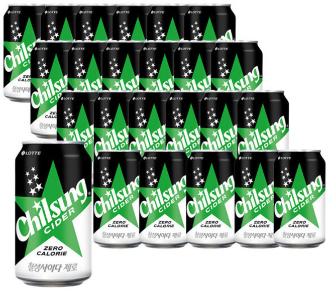 칠성사이다 제로 355ml x 24캔 제로칼로리 / 다이어트 사이다 / 청량음료 / 탄산음료 / 탄산 / 제로음료, 24개