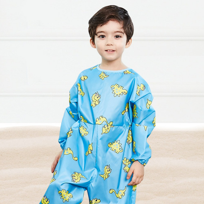 엘리몽 아기 전신 미술가운, 디노 블루