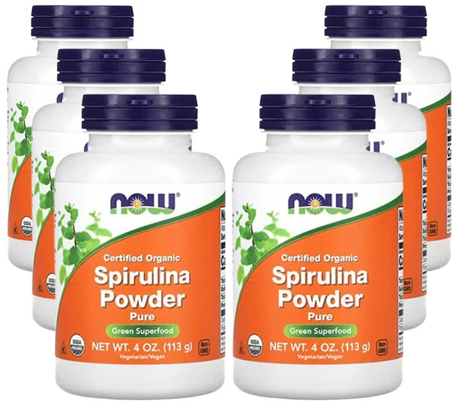 나우 푸드 인증된 유기농 스피룰리나 가루 순수 성분 (4oz), 6개, 113g - 쿠팡