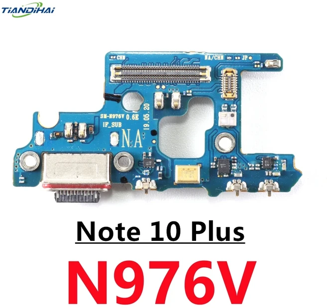 삼성 갤럭시 노트 10 플러스 라이트 USB 충전 포트 보드 플렉스 케이블 커넥터 마이크로폰 노트10 10라이트, 02 Note 10 Plus N976V