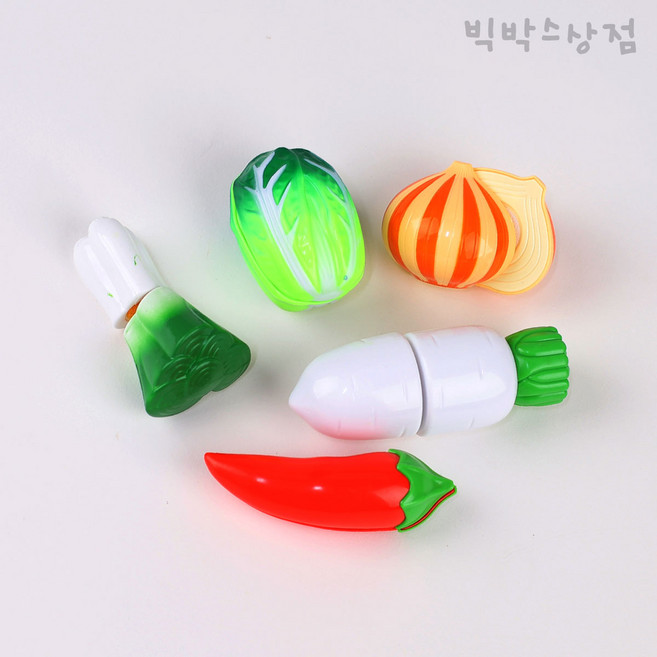 오즈토이 과일야채 소꿉놀이세트 배추썰기 5종 1세트 채소모형 시장놀이 역할놀이 주방놀이 썰기세트 마트놀이, 1개