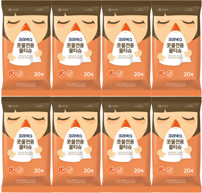 크리넥스 콧물전용 물티슈, 60g, 20매, 8개