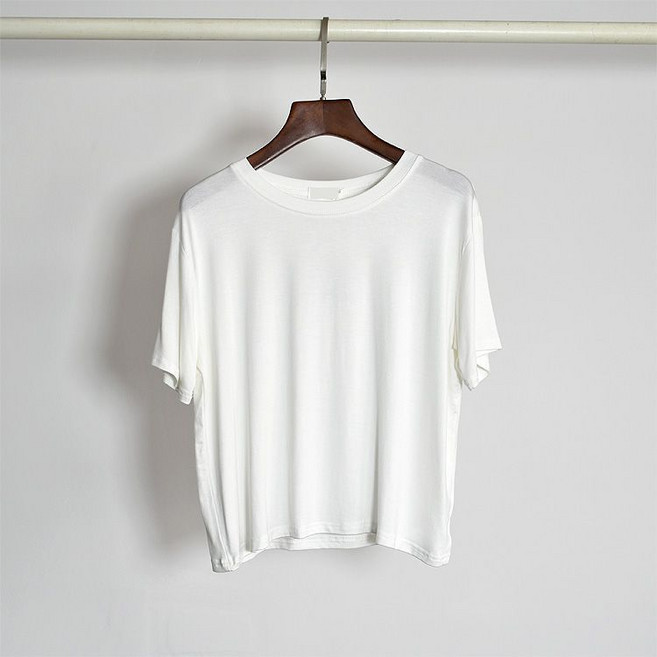 여성 무지 세미크롭 모달반팔티