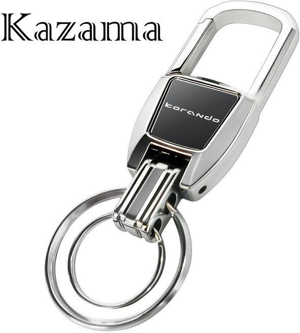 Kazama 자동차열쇠고리 차키링 이중 열쇠고리 다용도 쌍용 KGM 호환 아연 합금 스포츠 토레스 코란도 렉스턴 각인 자동차키홀더링 F201-S, Korando-silver, 1개