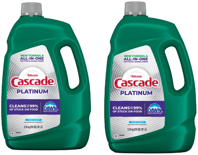 캐스케이드 Cascade 어드밴스 식기세척기용 액체 세제 125oz(3.54kg) 2개, 3.54kg