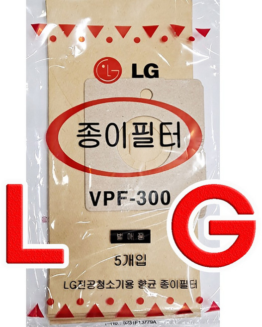 정품 LG 엘지청소기 먼지봉투 필터 5매 VPF-300 V-C503AE V-C508AK V-C413, 5개