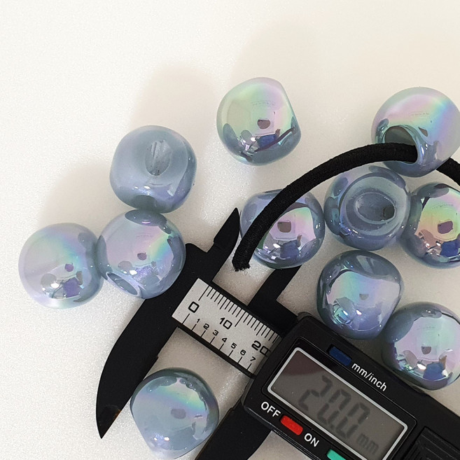 20mm 양구멍 컬러 오로라왕진주알, 10개, 페일 그린