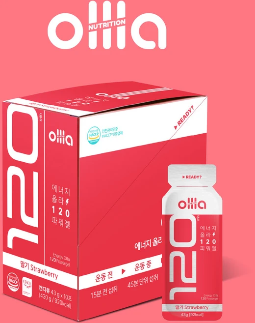 올라 120 에너지 파워젤 에너지젤 자전거 마라톤 런닝 철인3종, 딸기, 10개, 43g - 쿠팡