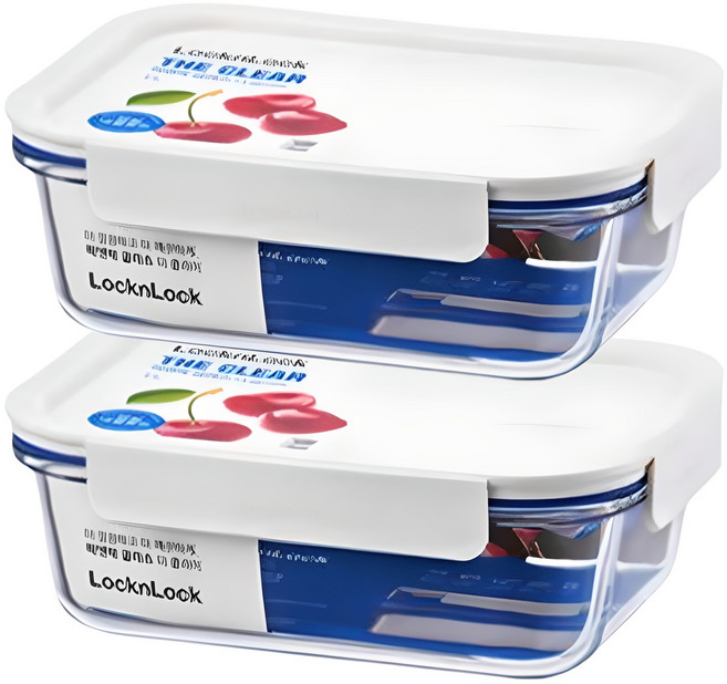 락앤락 더 클리어 밀폐용기 직사각 화이트, 2개, 1L