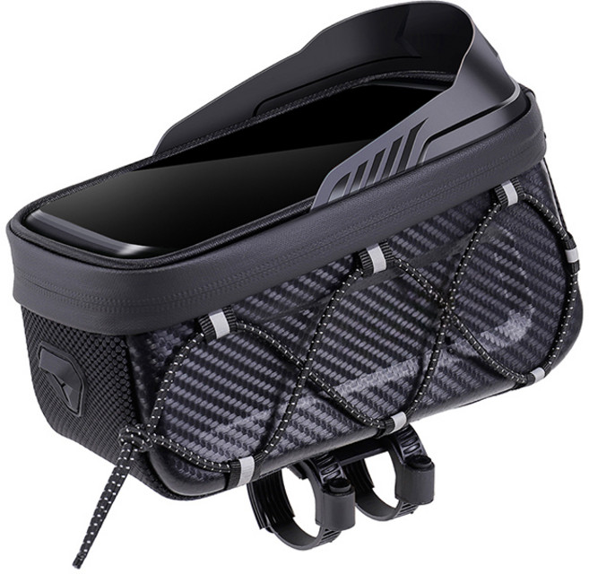 자전거 프레임 스템 거치 겸용 휴대폰 가방, 1개, 블랙