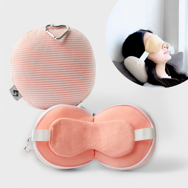 심플트레블러 일체형 수면안대겸용 목쿠션 기내용 휴대용 안대 목베개