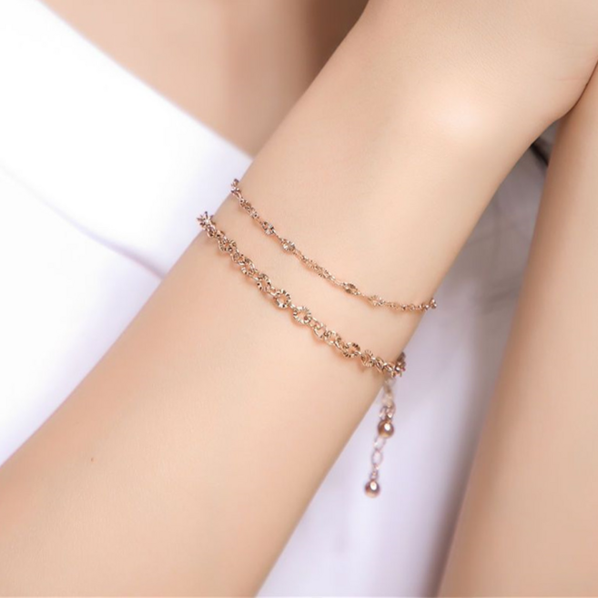 besteffie 여성 로즈 도금 체인 팔찌 심플한 디자인 패션 주얼리 간단한 디자인 데일리룩 K83