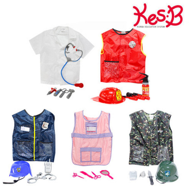 직업 체험 옷 키즈 어린이 유아 역할 미용사 경찰 소방관 군인 의사 간호사 수갑 놀이 재롱잔치 유치원 어린이집 역할 의상 변신 놀이 코스프레 직업체험, 1개