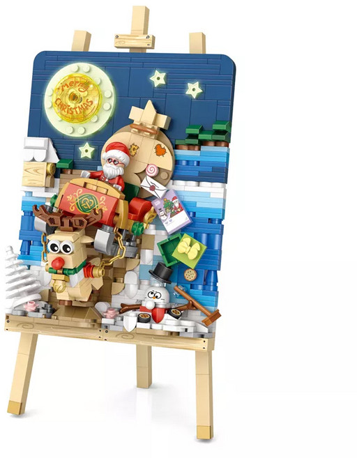 LOZ 미니블럭 나노블럭 크리스마스 이젤 시리즈, 02.루돌프 썰매 이젤, 1개