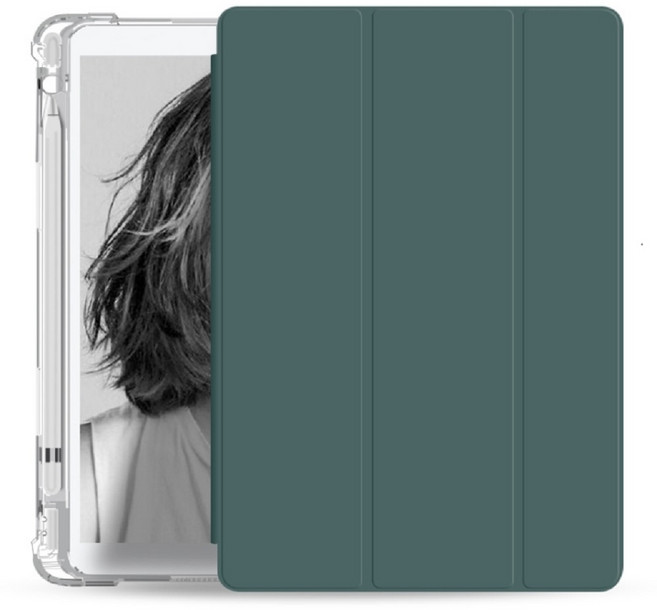 아이패드 에어3 프로 10.5 인치 수납홀더 반투명 케이스, 딥그린