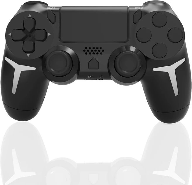 GAMINJA 6 축 자이로 스코프 터치 패드가있는 이중 진동 PS4 PS3 콘솔 컴퓨터 PC 용 무선 게임 패드 블루투, 02 Black