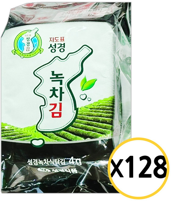 [현대프리마켓] 성경김 녹차 식탁김, 4g, 128개