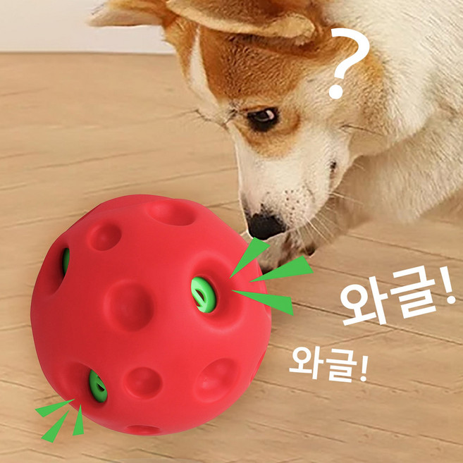 신상특가 PET MOMENT 강아지 [초대형] 와글볼 노즈워크 소리나는 장난감 공놀이 분리불안해소, 레드, 1개