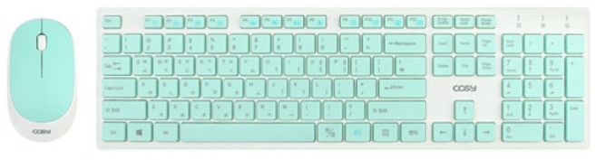코시 파스텔 무선 키보드 마우스 세트, KBM3409WL, 민트, 일반형