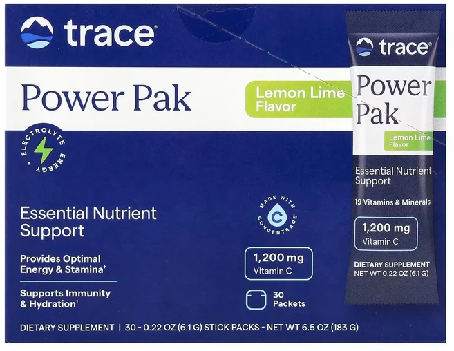 Trace Minerals 전해질 스태미나 파워팩 레몬 라임 30팩 각 6.1g 0.22oz, 1개, 30개, 30정 - 쿠팡
