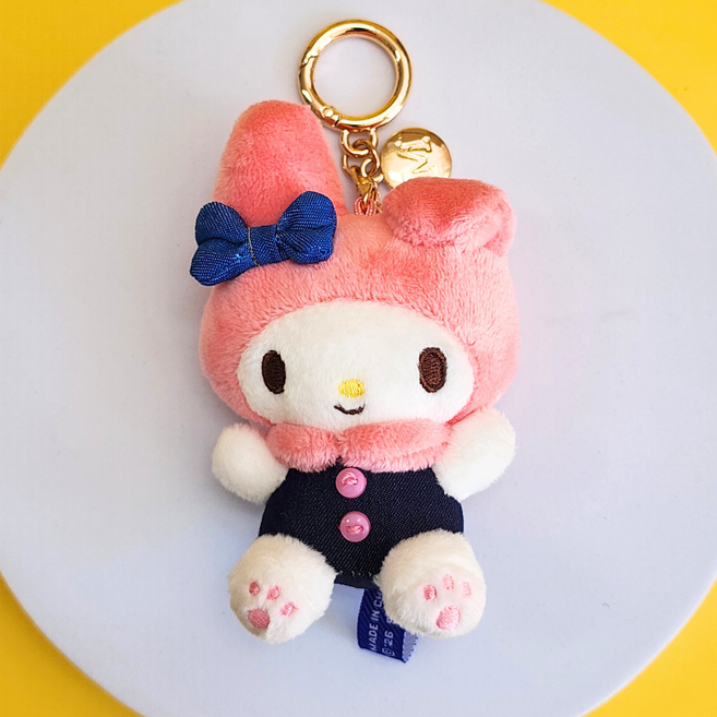 BSC 산리오 데님 키링 인형 가방고리 키홀더 자동차키링 인형키링 가꾸, 1개, D. 마이멜로디 데님 키링, 8cm