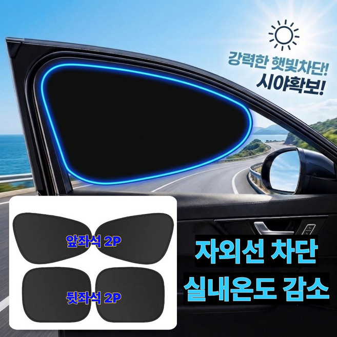 네스트닷 차량용 햇빛가리개 자외선 차단 창문 정전기 가림막, 1세트, 블랙