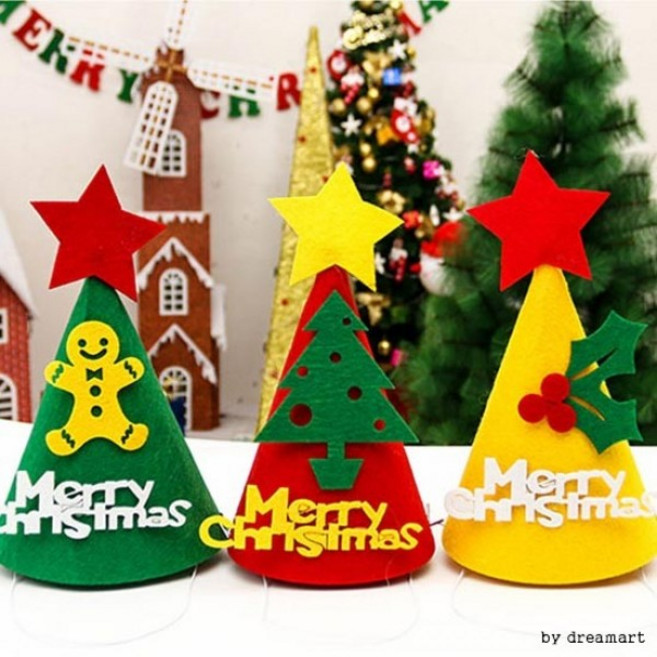 [1+1] 실속 고급 크리스마스 펠트 꼬깔모자 산타 장식 어린이집 복지관 행사, (22)06.헤어밴드트윈민트곰돌이