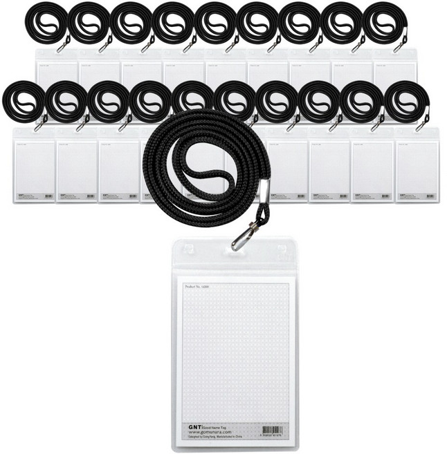 고무나라 500 목걸이명찰 세로, 검정, 20개입