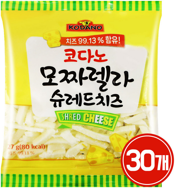 코다노 모짜렐라 슈레드치즈 27g, 30개