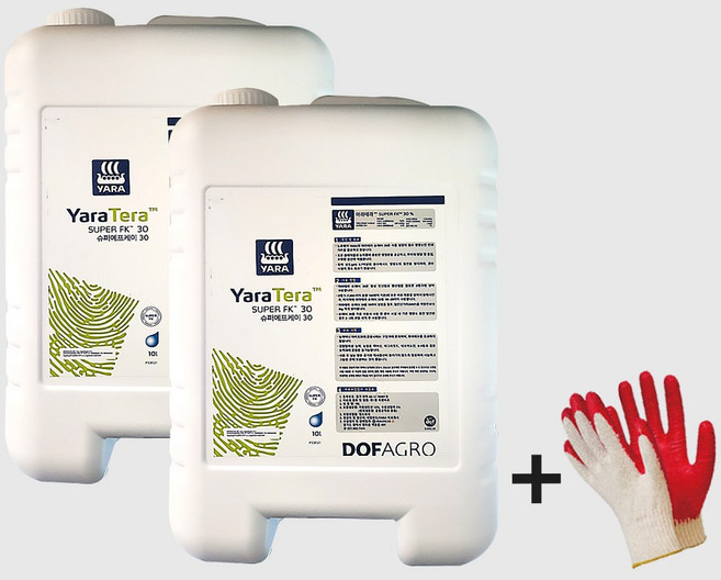 야라 테라 슈퍼FK 관주 폴리인산비료 칼슘 제1인산가리 수확량증대 뿌리발근제 +장갑구성, 2세트, 10L