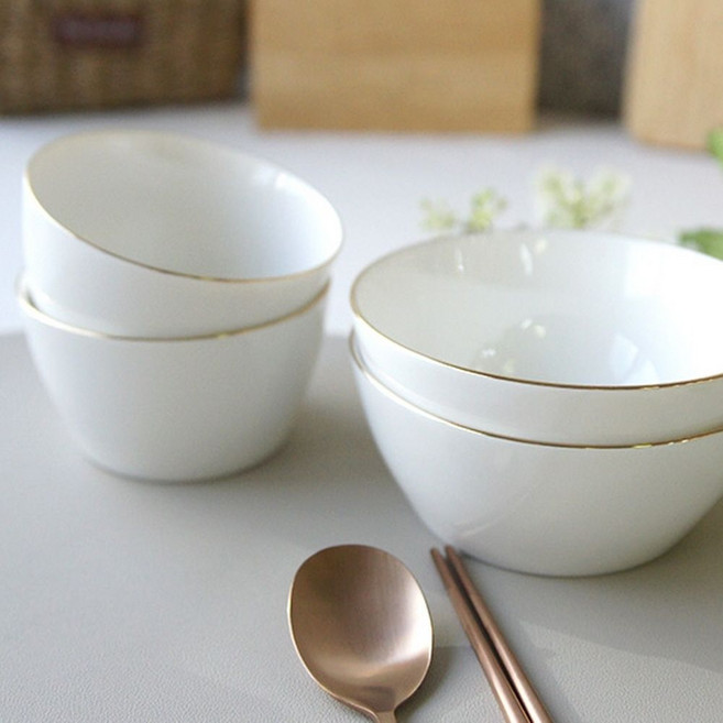 국내산 모던 심플 커플 도자기 공기 대접 2인 세트 밥공기세트 밥그릇세트 밥국그릇, 본상품