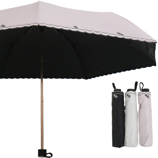 기라로쉬 3단 수동우양산-더블라인꽃암막 60252 (S0260)