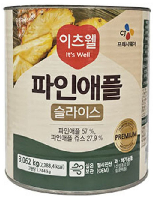CJ 이츠웰 파인애플캔 프리미엄 슬라이스 3.062Kg