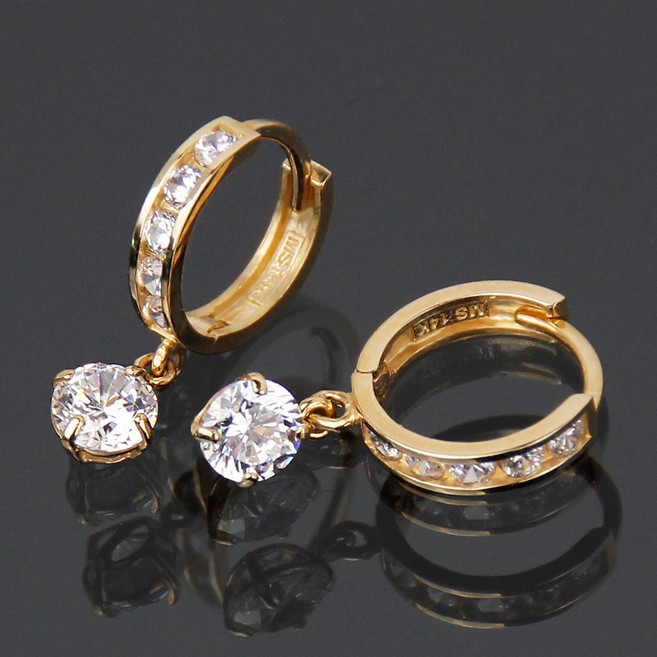 주리에떼 14K 18K 여성 데일리 큐빅 클라라 원터치 금 귀걸이