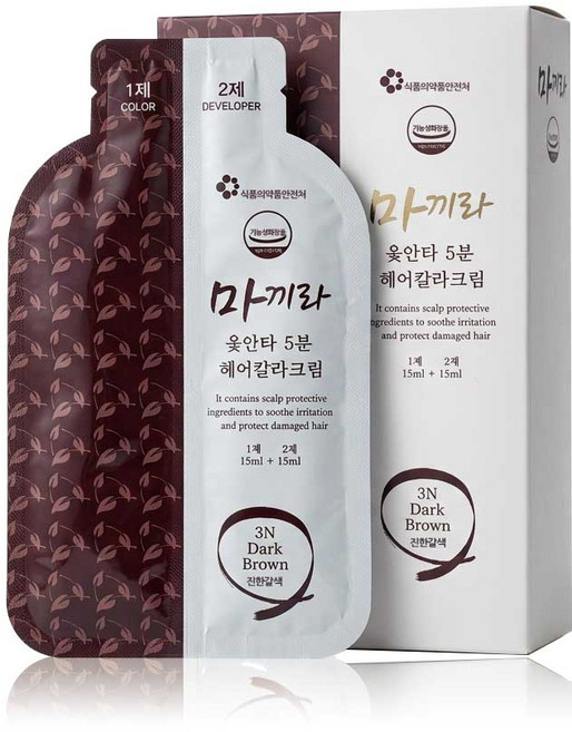 마끼라 옻안타 새치커버 뿌리염색약 30ml 5개입 셀프 저자극 순한 흰머리