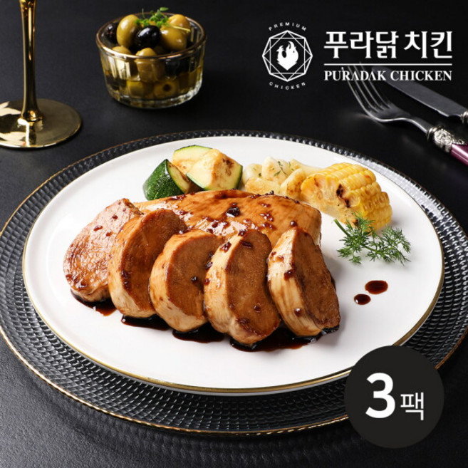 [푸라닭] 소스 통 닭가슴살 블랙알리오 100g 3팩, 3개