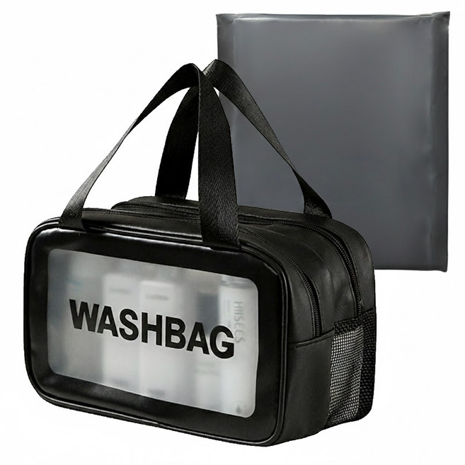 리빙유 2중구조 메쉬 방수 가방 수영장 목욕 비치백, BLACK