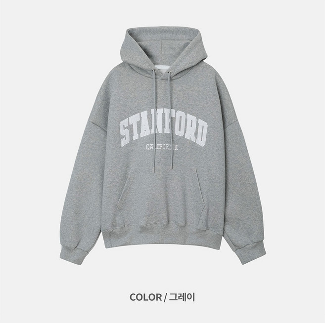 STANFORD 刺繡 CALIFORNIA 內刷毛 寬鬆帽T 大尺碼 多色 保暖 情侶帽T【K2P016】