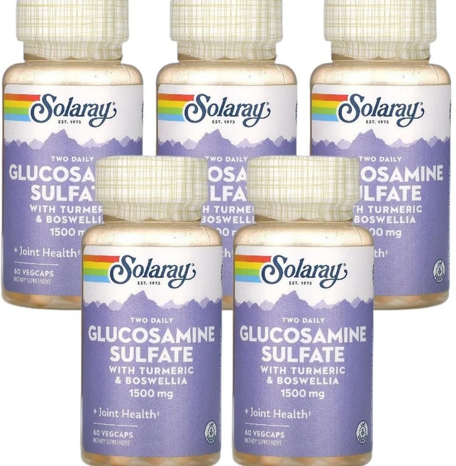 쏠라레이 글루코사민 황산염 강황 보스웰리아 함유 750mg 60 베지캡슐, 5개, 60정 - 쿠팡