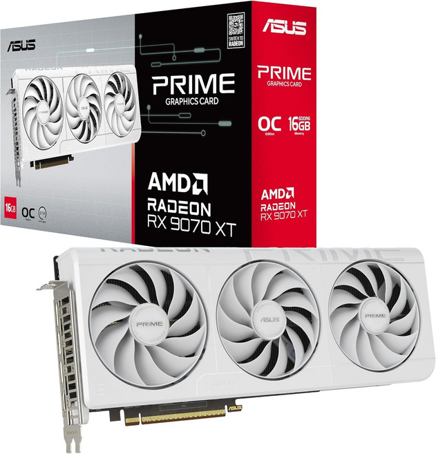 [병행 수입품] AMD Radeon RX9070XT PCIe 5.0 16GB GDDR6 PRIME-RX9070XT-O16G-WHITE 탑재
