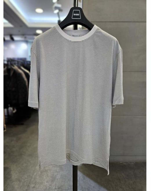 바쏘옴므 세이브존03 25 화이트 SUPIMA 면100 단가라 라운드 반팔 티셔츠 WSAGZ2KR14AWHA