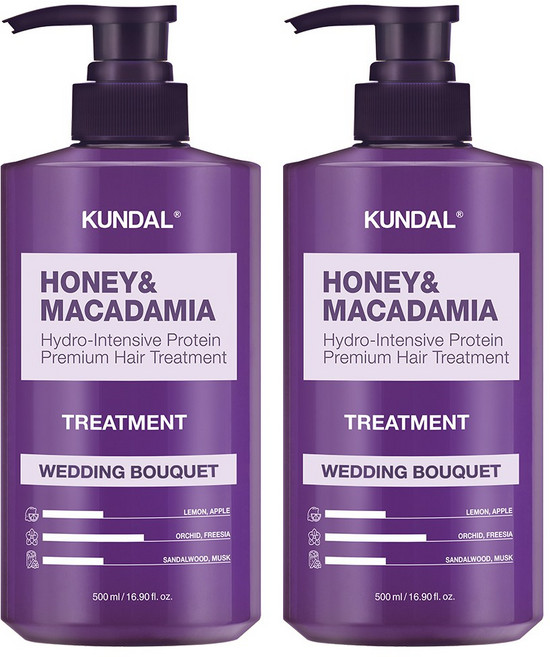 쿤달 허니 앤 마카다미아 헤어 트리트먼트 웨딩부케향, 500ml, 2개