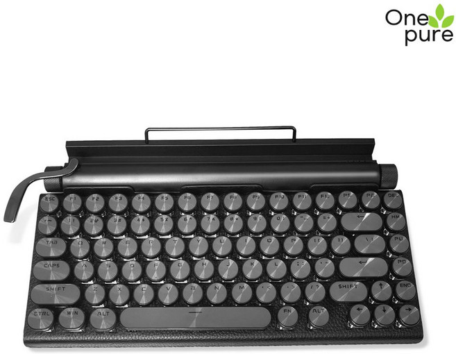 타자기키보드 무선 블루투스 옛날 사무용 사무실 조약돌, 01 공식 표준 분배, 블랙 가죽 83키 블루투스 듀얼모드 광청축, 텐키리스