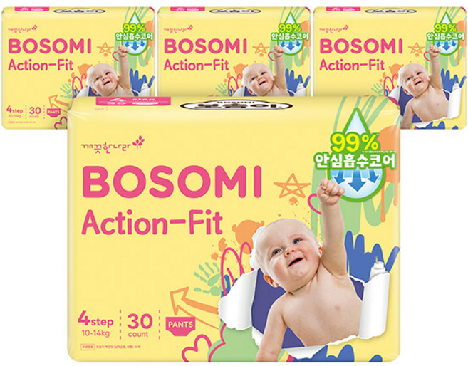 보솜이 액션핏 팬티형 기저귀 공용, 4단계, 120매