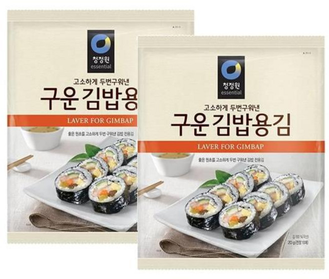 청정원 구운 김밥용 전장김 10매입, 2개, 20g