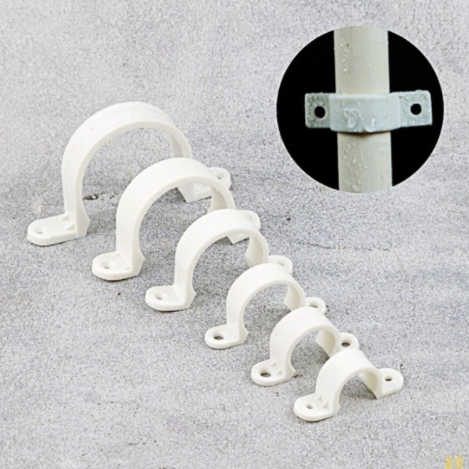 서진 PVC 새들 클램프 파이프 호스 배관 고정 홀더 양새들 반도 튜브 클립 베란다 주방 25 No1, E40