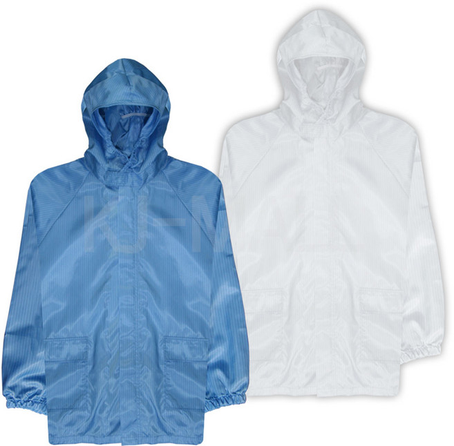 KJ 방진복 후드짚업 제전복 무진복 제전방진복 클린복 크린룸 반도체 정전기방지 작업복 후드상의, 스카이블루-2XL(105), 1개, 스카이블루