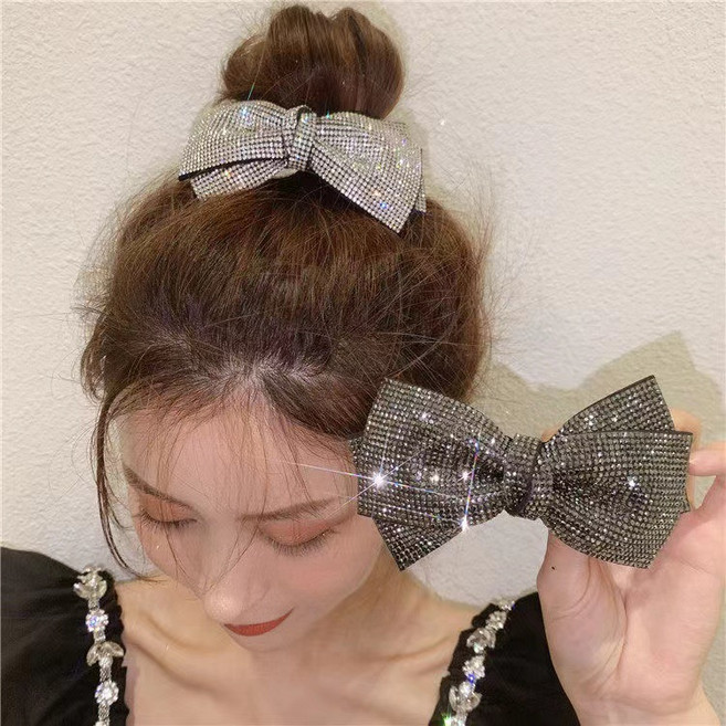 반짝 리본 헤어핀 리본핀 반묶음 머리핀 긴머리 헤어집게 예쁜