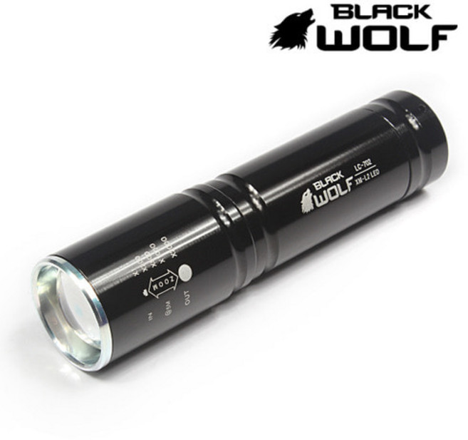 블랙울프 LC-702 줌라이트 LED 후레쉬 손전등 자전거라이트 캠핑랜턴 작업등 18650 / AAA 겸용, 1개