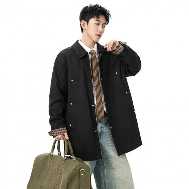 남자 봄코트 바바리 코트 트렌치 하프 반코트 빅사이즈 - 쿠팡